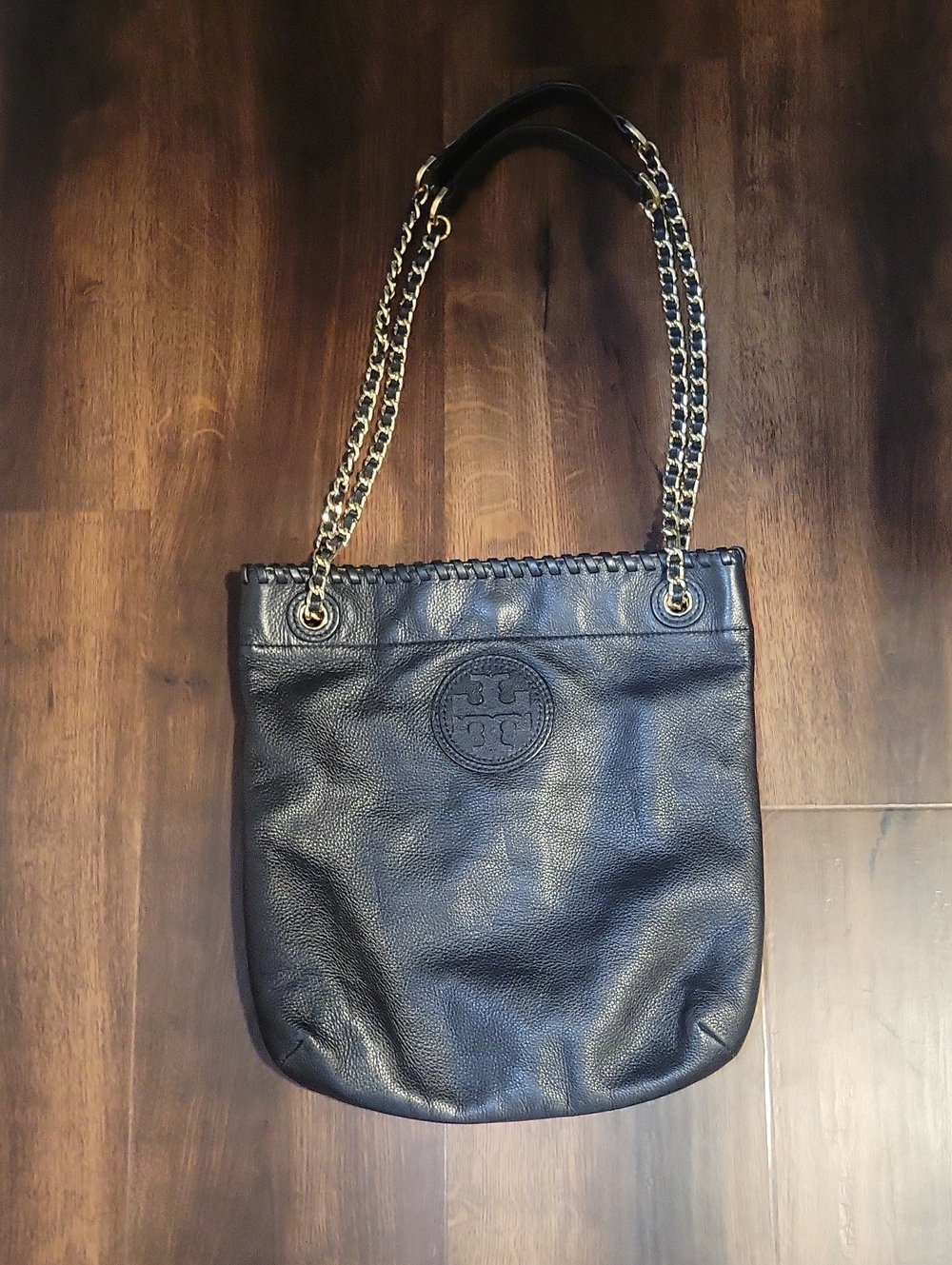 Tory Burch Black Leather Chain-Strap Shoulder Tote